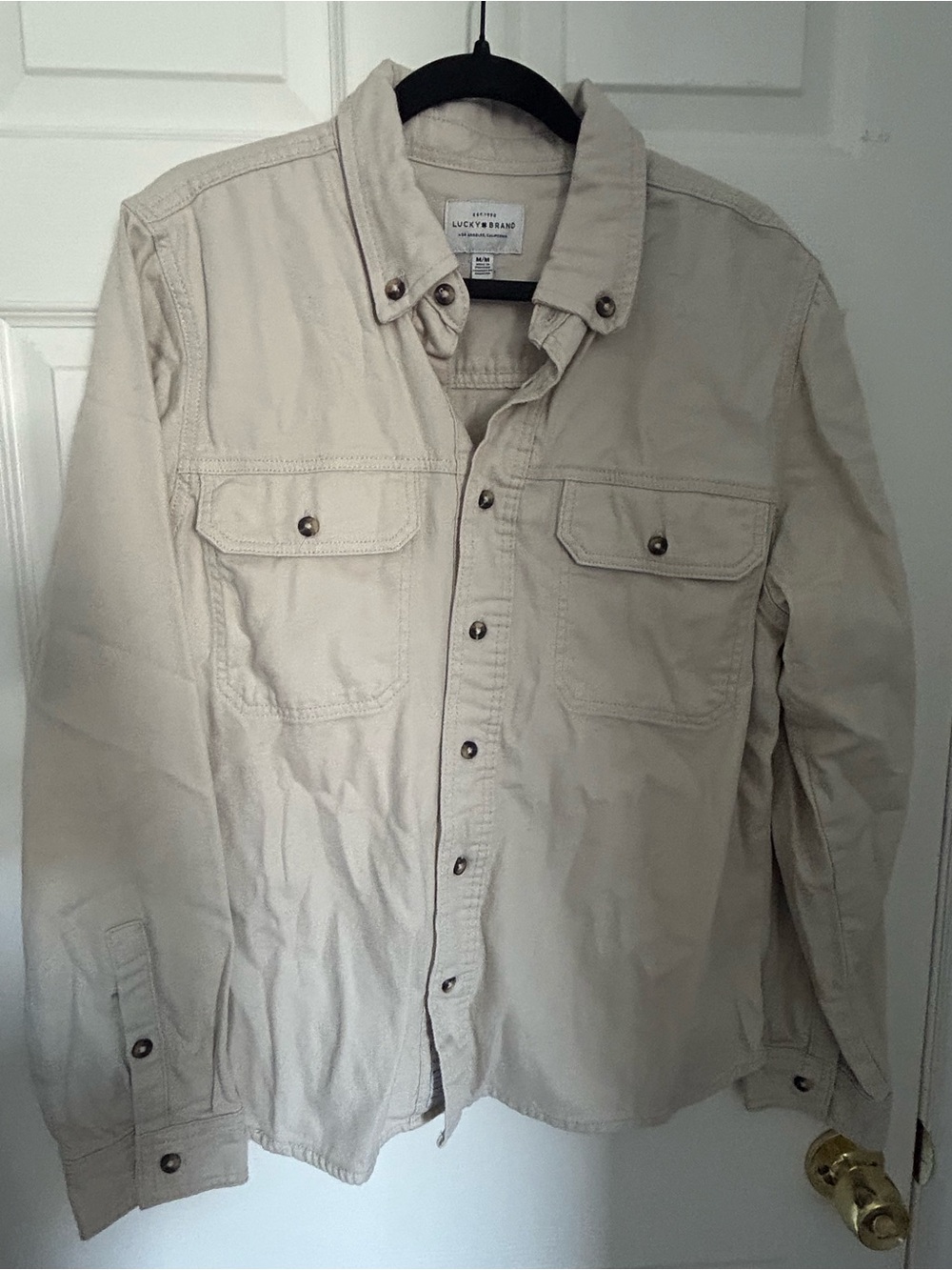 Lucky Brand Light Tan Button-Up Shirt Jacket